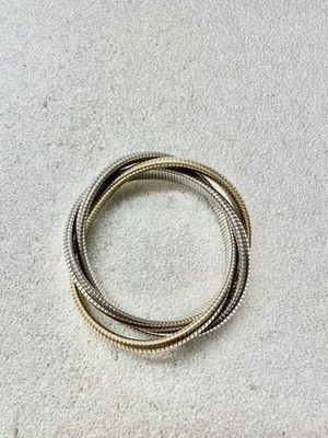Vtg 80s Two Tone MARSHAL Metal Braided Cobra Link Bracelet 