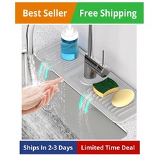 17.7'' Faucet Mat for Kitchen Sink 5 Slope Fast Self-draining Kitchen Sink ...