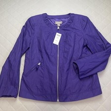 Chicos Jacket Womens 1 Purple Divine Wava Solid Zip Front Pockets Lightweight