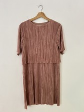 ASOS Dusty Pink Pleated Midi Dress UK 10 Layered Overlay Occasion Party Wedding