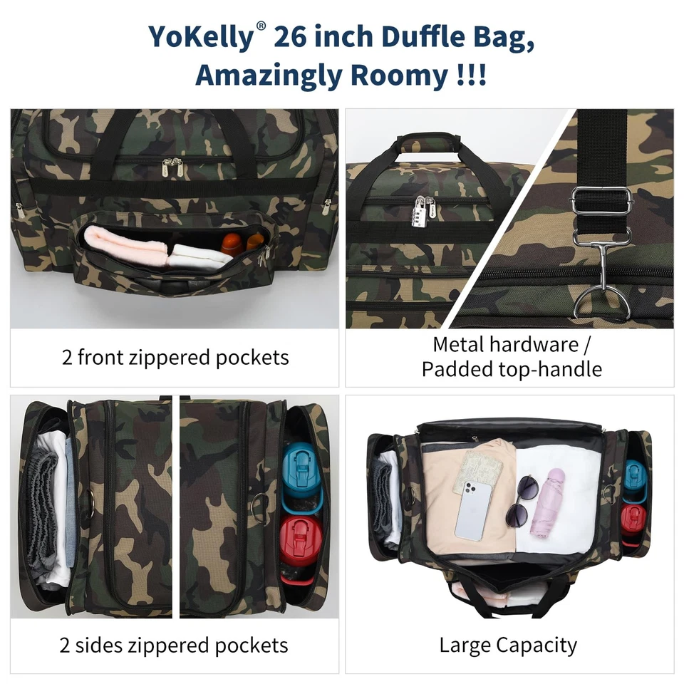 Bolsa de lona grande 75L para hombre - Bolsa de lona de 26 pulgadas resistente para viajes de fin de semana... Foto 2 de 4