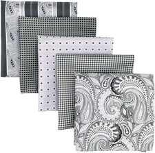 SHLAX WING 5 Pieces Assorted Mens Silk Pocket Square Set Handkerchiefs