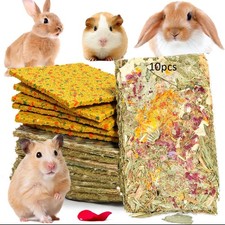NSWXZDS Rabbit Chew Toys 10pcs 2 in 1 Timothy Hay 10PACK, Multi-colored