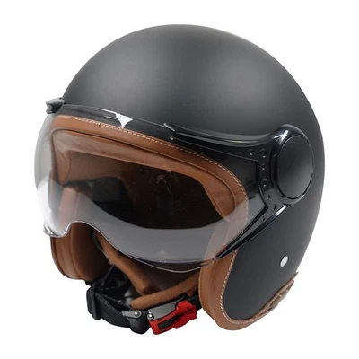 Axor Jet Open Face Motorcycle Helmet Matt Black Brown
