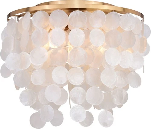 Vaxcel Lighting C0285 Elsa 3 Light 16"W Flush Mount Capiz Shells - Brass - Picture 1 of 12