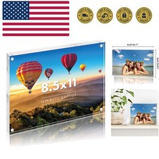 Elegant 8.5x11 Acrylic Picture Frame with Magnetic Corners - Double-Sided Design
