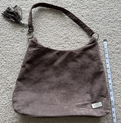 Bella Russo Faux Suede Brown Shoulder Bag Purse Tote   New Without Tags