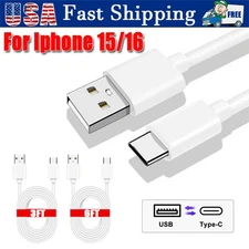 For iPhone 15 16 Pro Max Plus USB-A Cable Fast Charger Type C Charging Dat Cord 