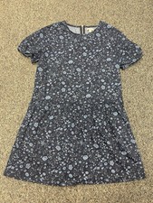 GAP 90s Y2K Women’s Dress Size Small Blue Floral 100% Cotton Zip Ruffle Babydoll