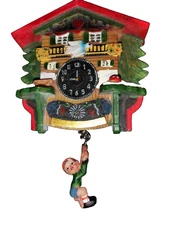 NEW! Alpine,Bavarian House,decorative German cuckoo clock decor, Boy on Rope