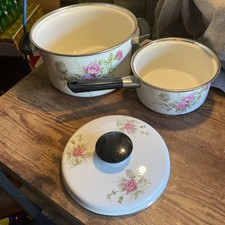 Vintage Marubishi  Enameled 3 Piece Cookware ...