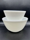 Vtg PYREX True Opal White Milk Glass Mixing Bowl 401 402 Set Of 2 Unmarked