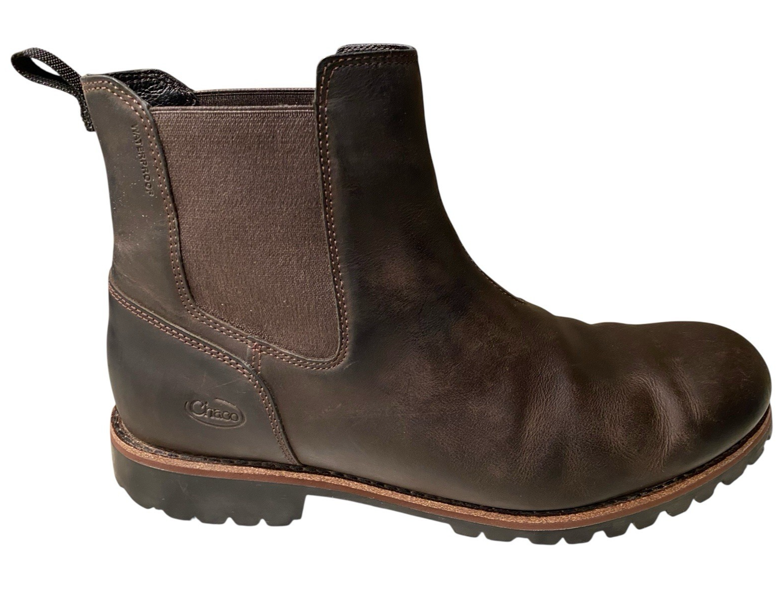 SAOLA Stivali Chelsea Chaco da uomo in pelle Fields marroni impermeabili suola a strappo taglia 11 5
