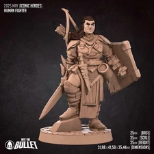 Human Fighter DnD Miniature 28mm 32mm D&D RPG Mini 3D Printed hero