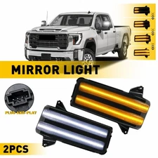 Amber White LED Strip Tow Mirror Marker Lights For Chevy Silverado GMC Sierra