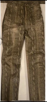 Genuine Leather Python Snake Print Pants - Photo 1/4