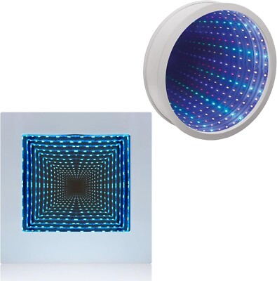2er Set Infinity Spiegel, 22cm 3D Sensorlicht LED Infinity Spiegel Tunnel Licht
