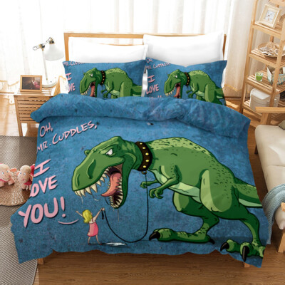 3D Dinosaurier Mädchen Handgezeichnet Kinder Quilt Cover Set Bettwäsche Sets ...