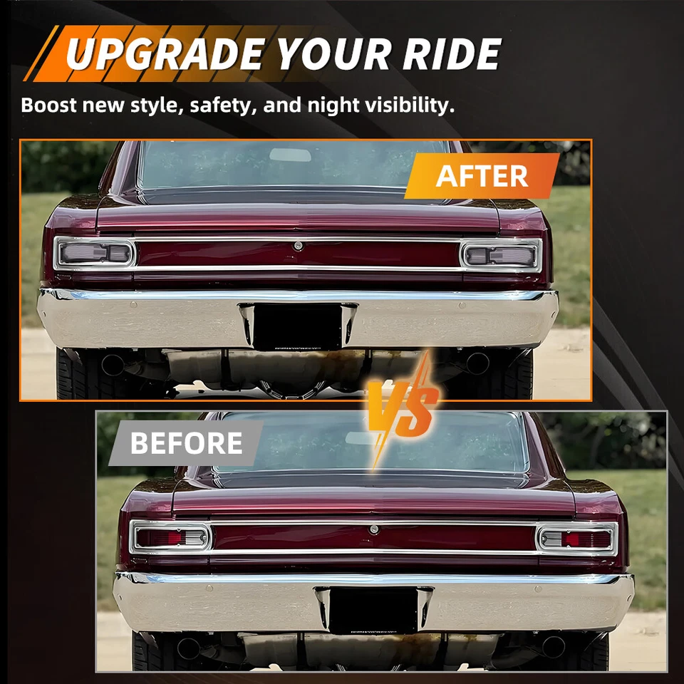 2X Smoked Tail Light Lens & Backup Lamp Lenses For 1966 Chevy Chevelle & Malibu - Image 2 of 4