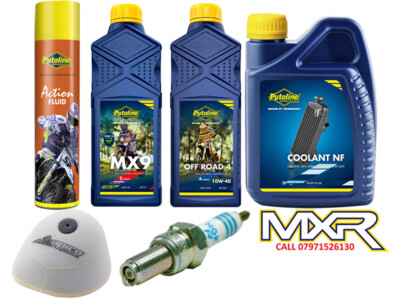 YAMAHA YZ 125 97-19 SERVICE KIT ÖLE MX9 10W-40 LUFTFILTER + SPRÜHSTOPFEN KÜHLMITTEL