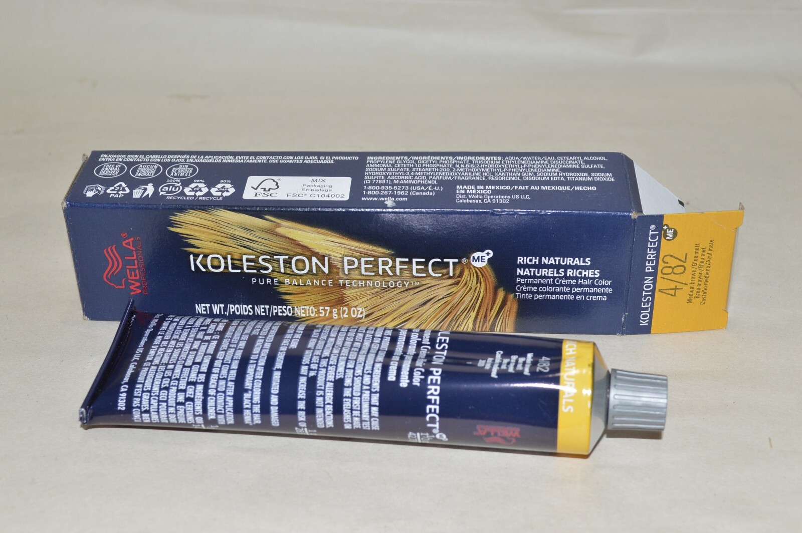 Wella Koleston Perfect 2 ounce ---- MEDIUM BROWN/BLUE MATT 4/82