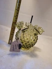 Vintage Fenton Ruffled Glass Hobnail Olive Green Vase Tealight Votive Holder 4”