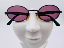 Vintage Kenneth Cole Sunspot 300 Black Metal Oval Sunglasses Italy FRAMES ONLY