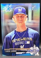 2017 Bowman Draft Chrome Caden Lemons 1st Bowman Blue Refractor 175/399 Brewers