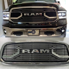 Front Grille For Dodge Ram 1500 2013-2018 Big Horn Style Bumper W/Letters Chrome