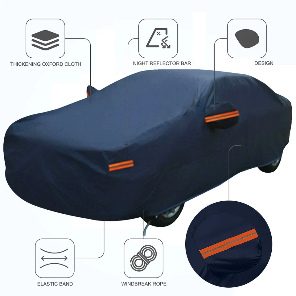 Car Dust Cover with Elastic Hem - Waterproof UV Shield for Sedan Foto 3 de 4