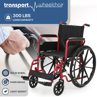 [FDA APPROVED]18''Folding Manual Wheelchair Flip Back Armrest Swing Away Footrest
