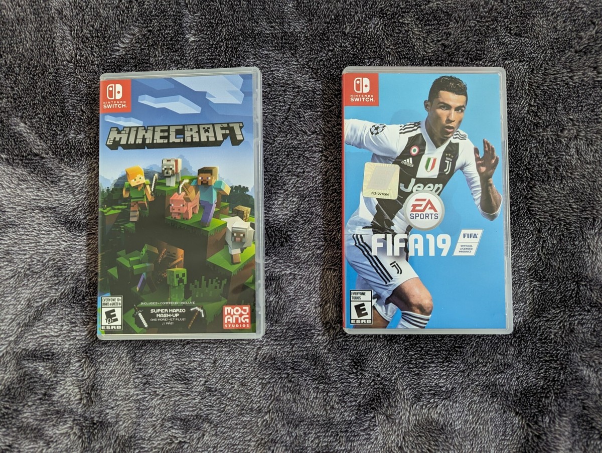 Nintendo Switch with Neon Blue and Neon Red Joy-Con With FIFA 19