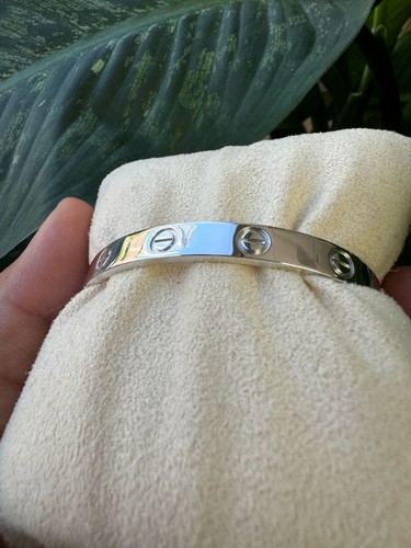 CARTIER LOVE 18K WHITE GOLD BRACELET SIZE 16 W/BOX & CERT- B3971 - Picture 7 of 7