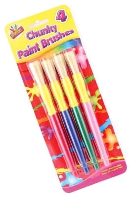 4 PCS CHUNKY PAINT BRUSHES ARTISTS SET KIDS CHILDREN SCHOOL ART CRAFT GLUE UK