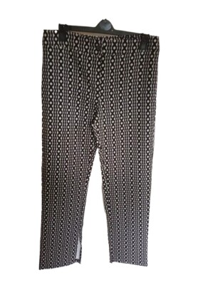 Boohoo Black White Wave Print Split Hem Tailored Trousers Stretch