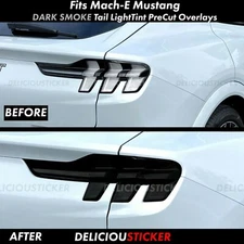 Fits 2021-2025 Ford Mach-E Mustang Tail Light SMOKE Tint Rear Vinyl Overlays