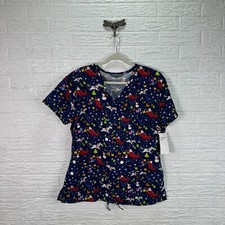 Women's NWT L Serene Uniforms scrub top Santa unicorn Christmas Nurse Medical