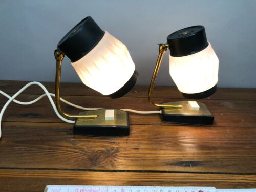 paire de lampes de table design années 60 lampe de chevet space age verre opale abat-jour - Photo 1/3