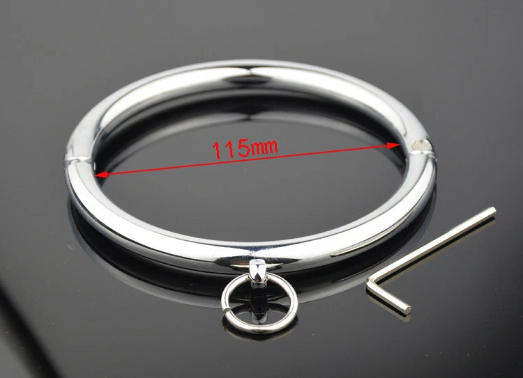 Collar de esclavo de acero inoxidable con bloqueo anillo de cuello juego de rol disfraz de esclavo Foto 2 de 4