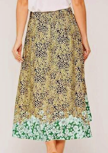 New GIGIO Size S M L floral cottage core elastic waist faux wrap midi skirt
