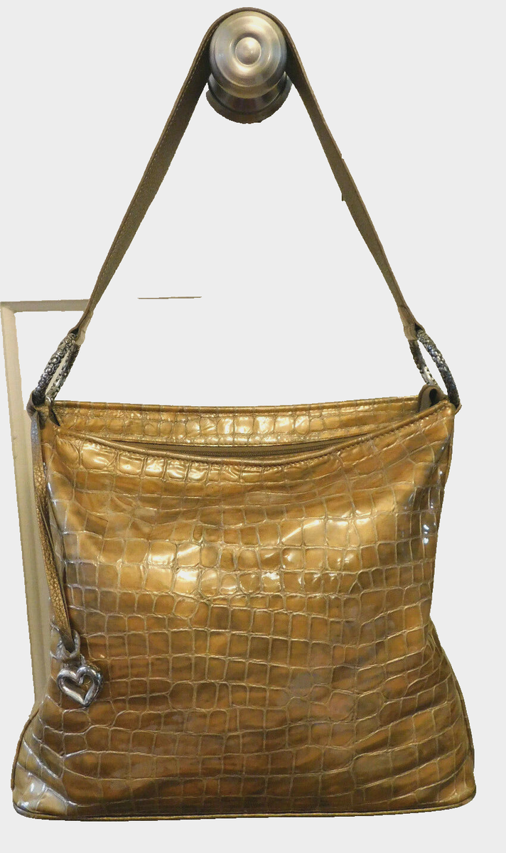 Brighton leather croc embossed gold silver two tone metallic Brighton Gold/gray Patent Leather Croc Embossed Small  main image 2