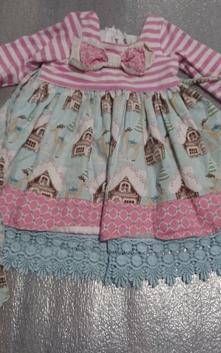 Sophie & Lucas 100% Cotton Pink Embroidered Girl's 4T Christmas Themed Dress  | eBay