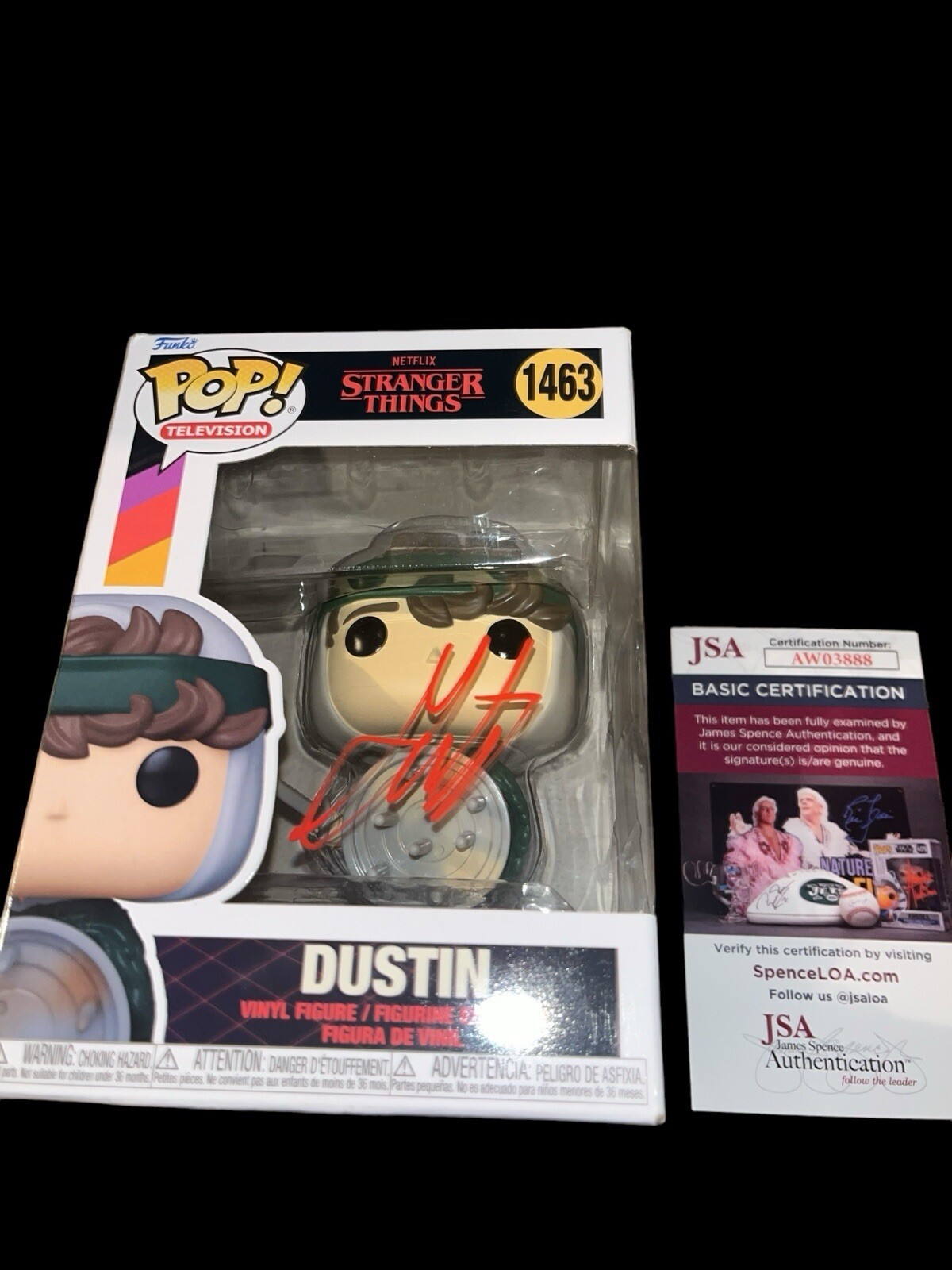 Gaten Matarazzo Autographed Signed Stranger Things Dustin Funko Pop #1463 JSA 2 