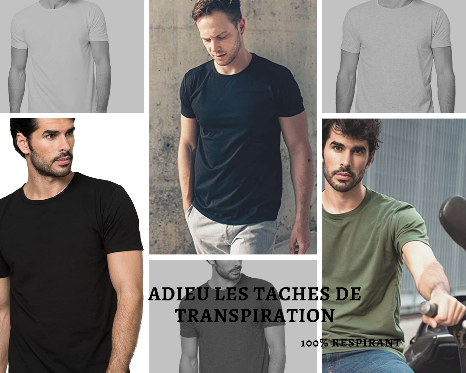 T-Shirt Anti-Transpiration SUTRAN TEC Homme Maillot Anti-Auréoles Noir
