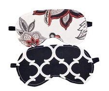 2 Pack Travel Eye Mask Sleep Soft Light Weight Black,White Rest Relax Blindfold