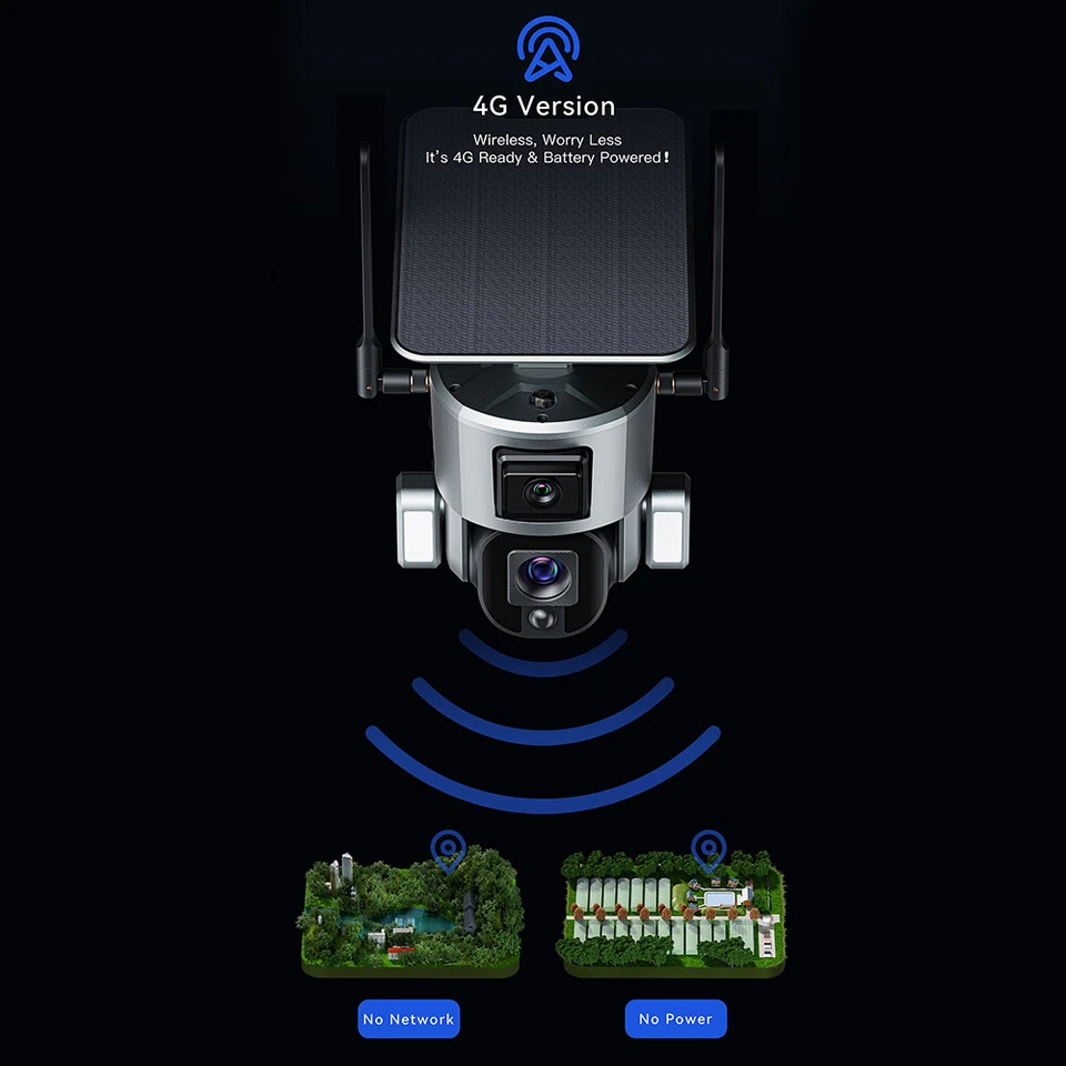 4G/WIFI Version Security camera outdoor Solar 4K Dual Lens Optical Zoom 8MP CCTV - Image 4 of 4