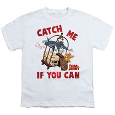 TOM AND JERRY CATCH ME Licensed Kids Boys Girls Graphic Tee Shirt SM-XL