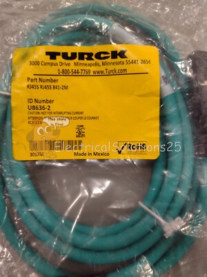 NEW TURCK RJ45S RJ45S 841-2M DOUBLE-ENDED ETHERNET CABLE U8636-2 - FREE SHIPPING