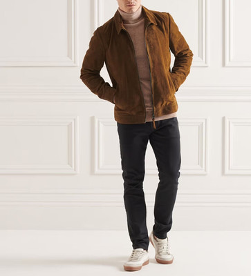 Lederjacke Herren Braun Pure Suede Cafe Racer