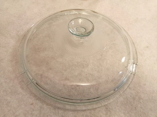 Pyrex V12C Clear Glass Lid — 10″ Outer / 9″ Inner Rim Replacement Cover EUC